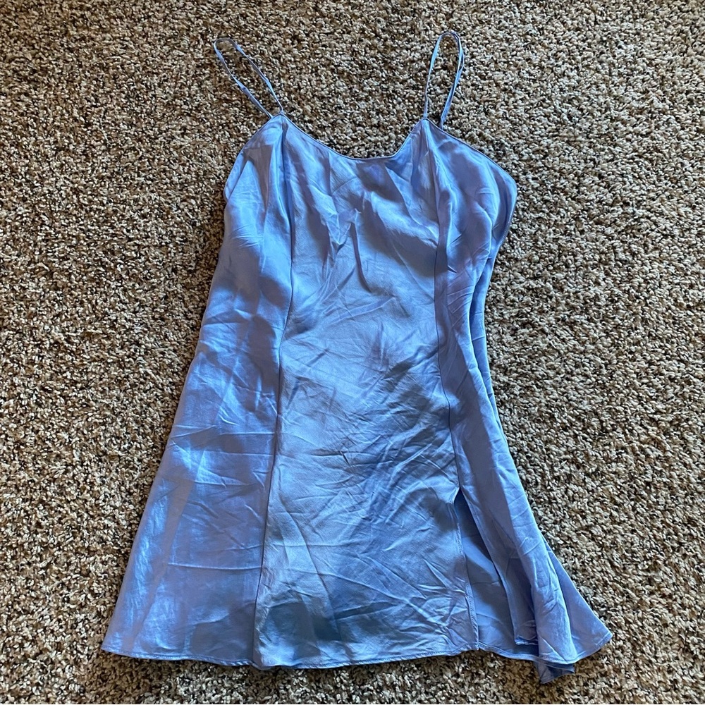 Baby Blue Victorias Secret 100% Silk Dress Slip Lingerie
